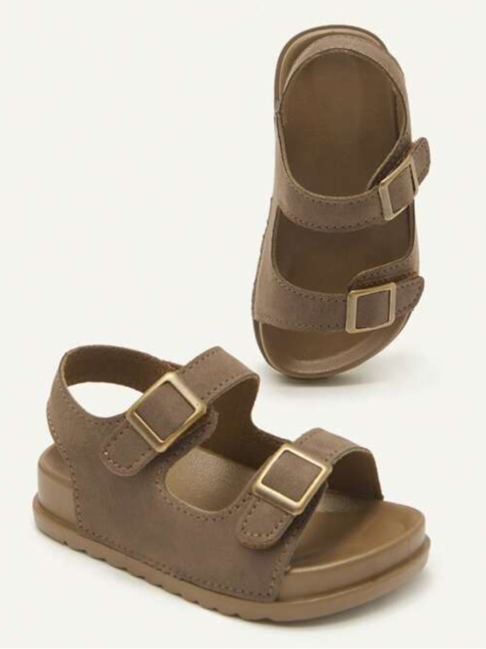 Toddler Boy Brown Suede Double-Buckle Sandals - 5.5 - Picture 2 of 8